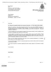 [Letter from Sean Brabon to Peter Redshaw regarding a request for cigarette analysis and customer information]