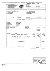 [Invoice from Gallaher International Limited to Namelex Limited for Sovereign Classic]