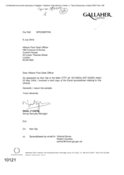 [Letter from Nigel P Espin to Athens Flow Desk Officer Regarding the Enclosure of a Hard Copy of an Excel Spreadsheet Relating to the Seizure as Requested by Ken Ojo]