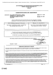 [Certificate of deposit 800 cases sovereign classic gold for Gallaher International Limited from Atteshlis bonded stores Ltd]