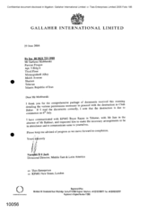 Gallaher International Limited[Letter from Norman BS Jack to Sarfarez Mobbaraki regarding advice of progress]