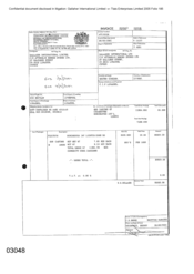 Invoice of 800 cartons of cigarettes Dorchester Int'l Lights