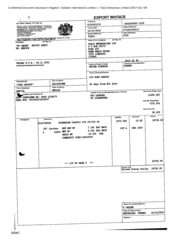 [Export Invoice from Gallaher International Limited to Tlais Enterprises Ltd for Sovereign Classic Lts cigarettes]