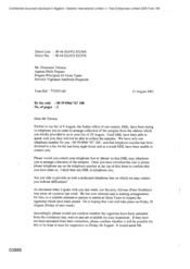 [Letter from Robin Miller to Francesco Telesca regarding communication with DHL]