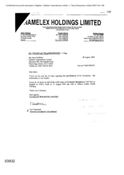 [Letter from Fadi Nammour to Irene Matthew regarding specifications of the Dorchester]