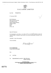 Gallaher Limited [Memo from PRG Redshaw to D Robinson regarding Joe Daly letter and exel spreadsheet relating to seizure]