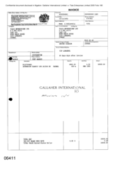 [Invoice from Gallaher International Limited to Tlais Enterprises Ltd regarding sale of Sovereign Classic Lts]