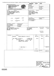 [Invoice from Gallaher International Limited to Namelex Limited for Mayfair Cigarettes]