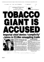 Tobacco Giant is Accused: Imperial chief denies 'complicity' claims in �2.8bn smuggling trade