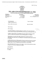 Tlais Enterprises Ltd[Memo from M Clarke to Norman Jack regarding Sovereign Classic that arrived recently barring code WFUCVIE]]