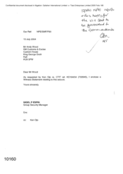 [Letter from Nigel P Espin to Andy Wood concerning the enclosure of a witness statement as requested by Ken Ojo]