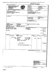 [Export invoice from Gallaher International Limited to Tlais Enterprises Ltd on Sovereign Classic]