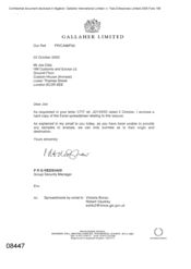 [Letter from PRG Redshaw to Joe Daly regarding hard copy of the Excel spreadsheet relating to seizure]