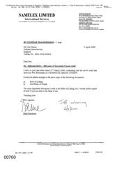 [Letter from Fadi Nammour to Sue James regarding Djibouti order-800 cases of Sovereign Classic Gold]