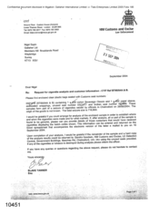 [Letter from Blake Tanner to Nigel Espin regarding the request for cigarette analysis and customer information]