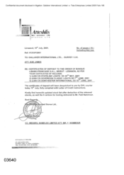 [Letter from George Pouros to Sue James regarding certificate of deposit to the order of Banque Libano-Francaise SAL]