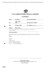 Gallaher Internatinal Limited [Memo from Terri Kovic to Mike Clarke Tlai due to busy sign of his phone]