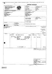 [Export Invoice from Gallaher International Limited to Tlais Enterprises Limited regarding Gold Arrow]