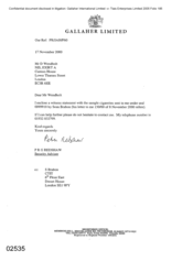 [Letter from PRG Redshaw to D Wendholt regarding cigarette tracing]