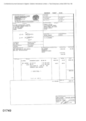 [Invoice from Atteshlis Bonded Stores Ltd on behalf of Gallaher International Limited regarding Sovereign Classic]