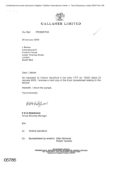 [Letter from PRG Redshaw to L Barber in regards to Excel Spreadsheet ]