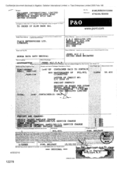 [Bill of Lading from Gallaher International Limited to P & O Nedlloyd Ltd on 800 master cases of cigarettes]