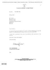 [Letter from PRG Redshaw to A Shaw regarding witness statement and a printout of the excel spreadsheet]