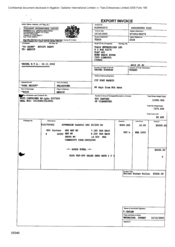 [Invoice from Gallaher International Limited to Tlais Enterprices Ltd regarding 800 cartons of cigarettes]