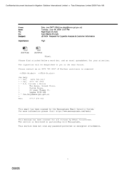 [Email from Joe Daly to Nigel Espin regarding JD16/04 request for cigarette analysis & customer information]