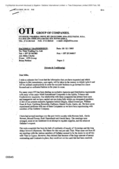 [Letter from OTI Group of Companies to Tlais Trading Co Ltd regarding the dealings of OTI company]