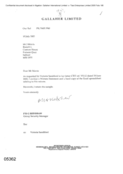 [Letter from PRG Redshaw toJ Morris regarding Witness Statement]