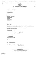 [Letter from PRG Redshaw to A Witt regarding a summary of trade informaton]