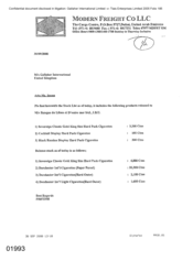 [Letter from Modern Freight Company LLC to Gallaher International regarding Stock List of goods for the products released to Banque du Liban et D'outro mer SAL, IBU]