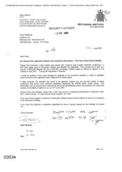 [Letter from Sean Brabon to Peter Redshaw regarding request for cigarette analysis and customer information]