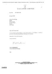 [Letter from PRG Redshaw to Colin Woolridge regarding the printout of the Excel spreadsheet relating to seizure]