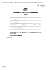 Gallaher Group Marketing[Memo from Patrick to Neil England regarding B&H and NUKDP Sales]