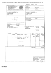 [Invoice to Gallaher International Limited from Atteshlis Bonded Stores Ltd for Sovereign Classic Cigarettes]