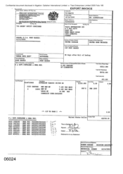 [Export Invoice from Tlais Enterprises Ltd on behalf of Gallaher International Limited on Sovereign Classic]