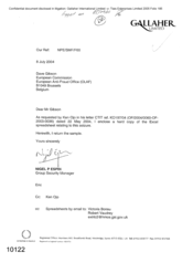 [Letter from Nigel P Espin to Dave Gibson regarding a hard copy of the excel spreadsheet relating to the seizure enclosed]