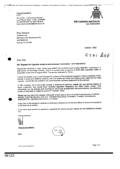 [Letter from Victoria Sandiford to Peter Redshaw regarding request for cigarette analysis and customer information - CTIT Ref VS172]