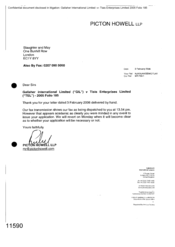 [Letter from Picton Howell LLP to Slaughter and May regarding Gallaher International Limited GIL v Tlais Enterprises Limited]