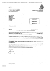 [Letter from Joe Daly to Peter Redshaw regarding the request for cigarette analysis and customer information]