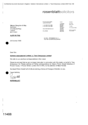 [Letter from Rosenblatt regarding Gallaher International Limited vs Tlais Enterprises Limited]