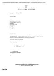 [Letter from PRG Redshaw to M Boot regarding printout of the excel spreadsheet relating to the seizure]