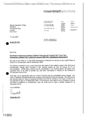 [Letter from Rosenblatt to Slaughter and May regarding the agreed extension for service of client's Reply & Defence to Counterclaim until 20050930]