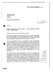 [Letter from Picton Howell LLP to Slaughter and May regarding Gallaher International Limited v Tlais Enterprises Limited]