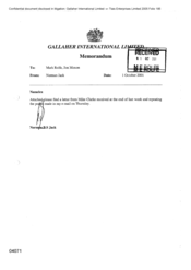 Gallaher International Limited [Memo from Norman Jack to Mark Rolfe, Jon Moxon regarding Namelex]