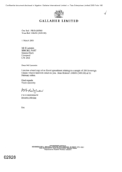 [Letter from PRG Redshaw to S Lammin regarding Sovereign Classic Excel spreadsheet]