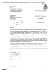 [Letter from E Richards to Peter Redshaw regarding request for cigarette analysis and customer information]