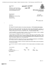 [Letter from Sean Brabon to Peter Redshaw regarding Urgent Reguest for Cigarette analysis and customer information]